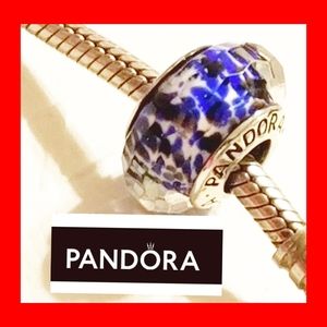 PANDORA 791609 SEA GLASS FACET BLUE WHT  CHARM 925